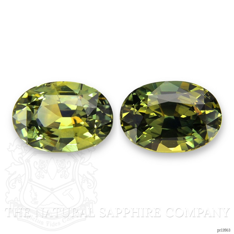 2.12 Ct.Tw. Yellowish Green Sapphire Pair from Ceylon (Sri Lanka)