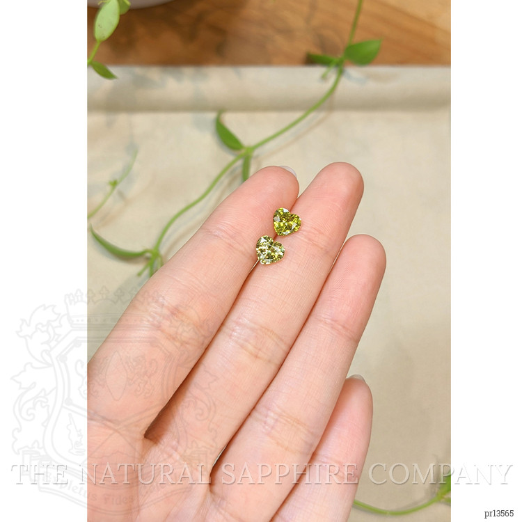 2.24 Ct.Tw. Yellowish Green Sapphire Pair from Ceylon (Sri Lanka)