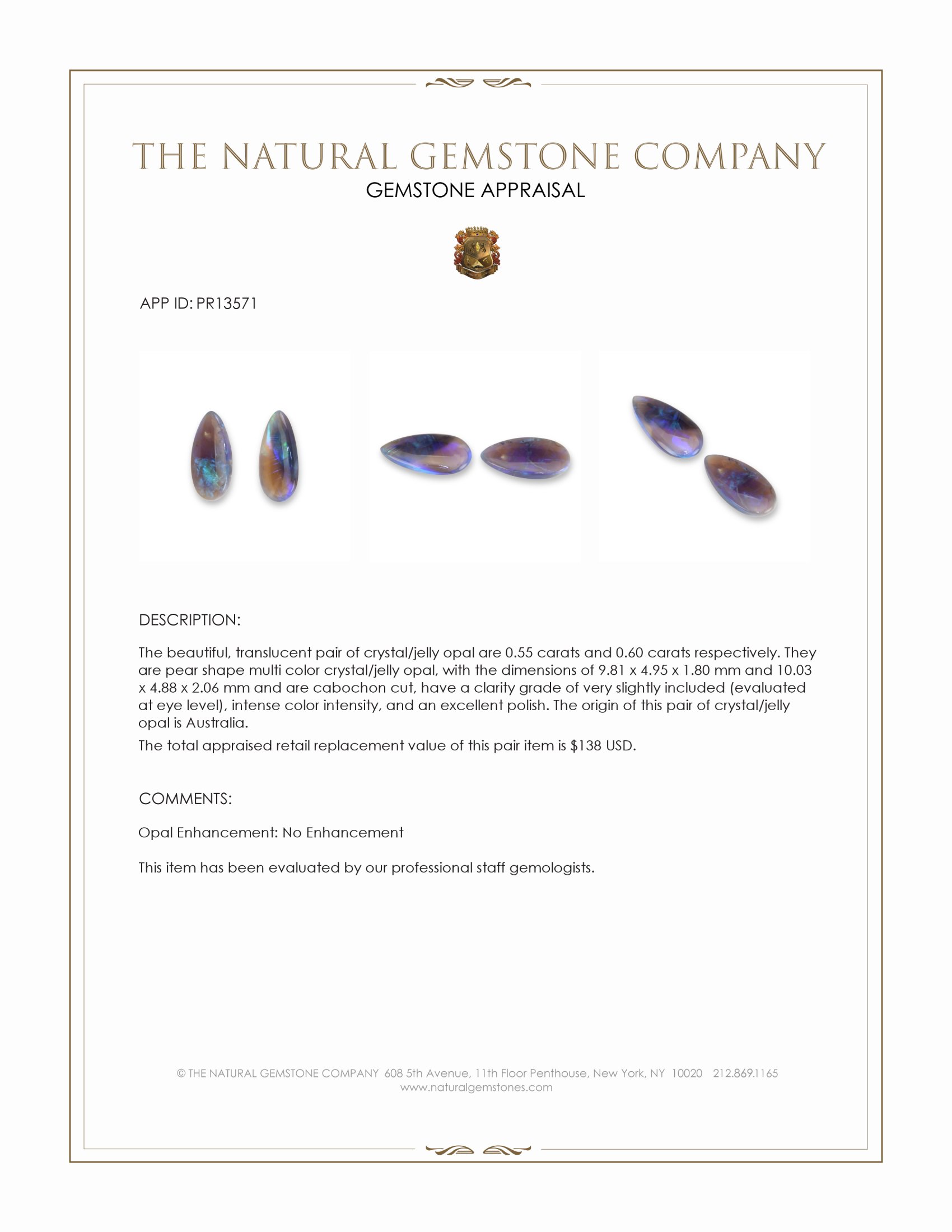 1.15 Ct.Tw. Cabochon Opal Pair from Australia