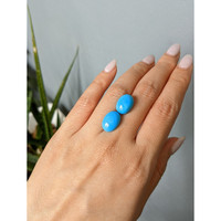 13.15&nbsp;Ct.Tw.Total Carat Weight Blue Cabochon Turquoise Pair from USA Life Style