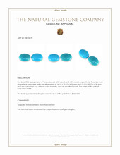 9.38 Ct.Tw.Total Carat Weight Cabochon Turquoise Pair from USA Appraisal