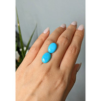 9.38 Ct.Tw.Total Carat Weight Blue Cabochon Turquoise Pair from USA Life Style