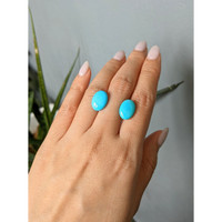 9.38&nbsp;Ct.Tw.Total Carat Weight Blue Cabochon Turquoise Pair from USA Life Style