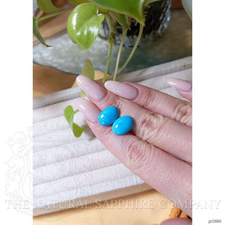 9.92 Ct.Tw. Blue Cabochon Turquoise Pair from USA