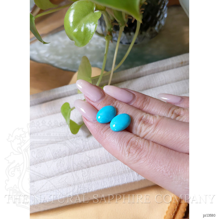 9.92 Ct.Tw. Blue Cabochon Turquoise Pair from USA