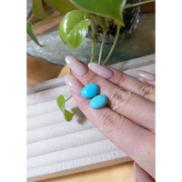 10.50 Ct.Tw.Total Carat Weight Blue Cabochon Turquoise Pair from USA Life Style