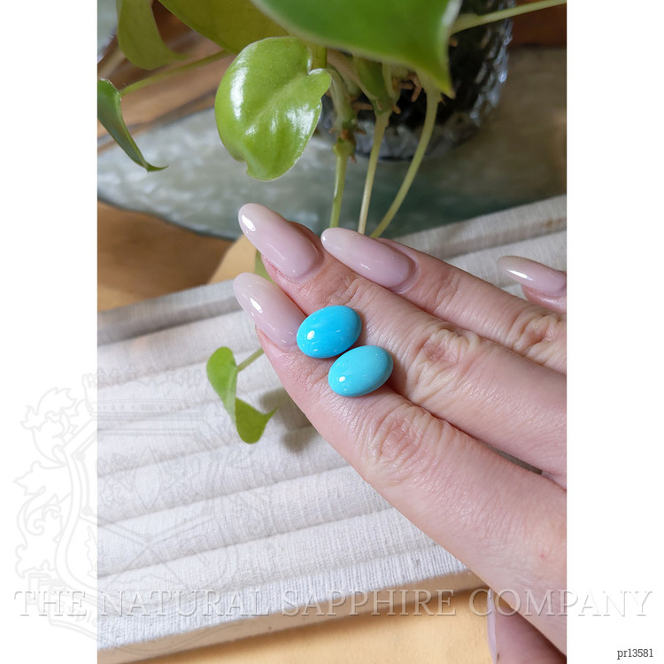 10.50 Ct.Tw. Blue Cabochon Turquoise Pair from USA
