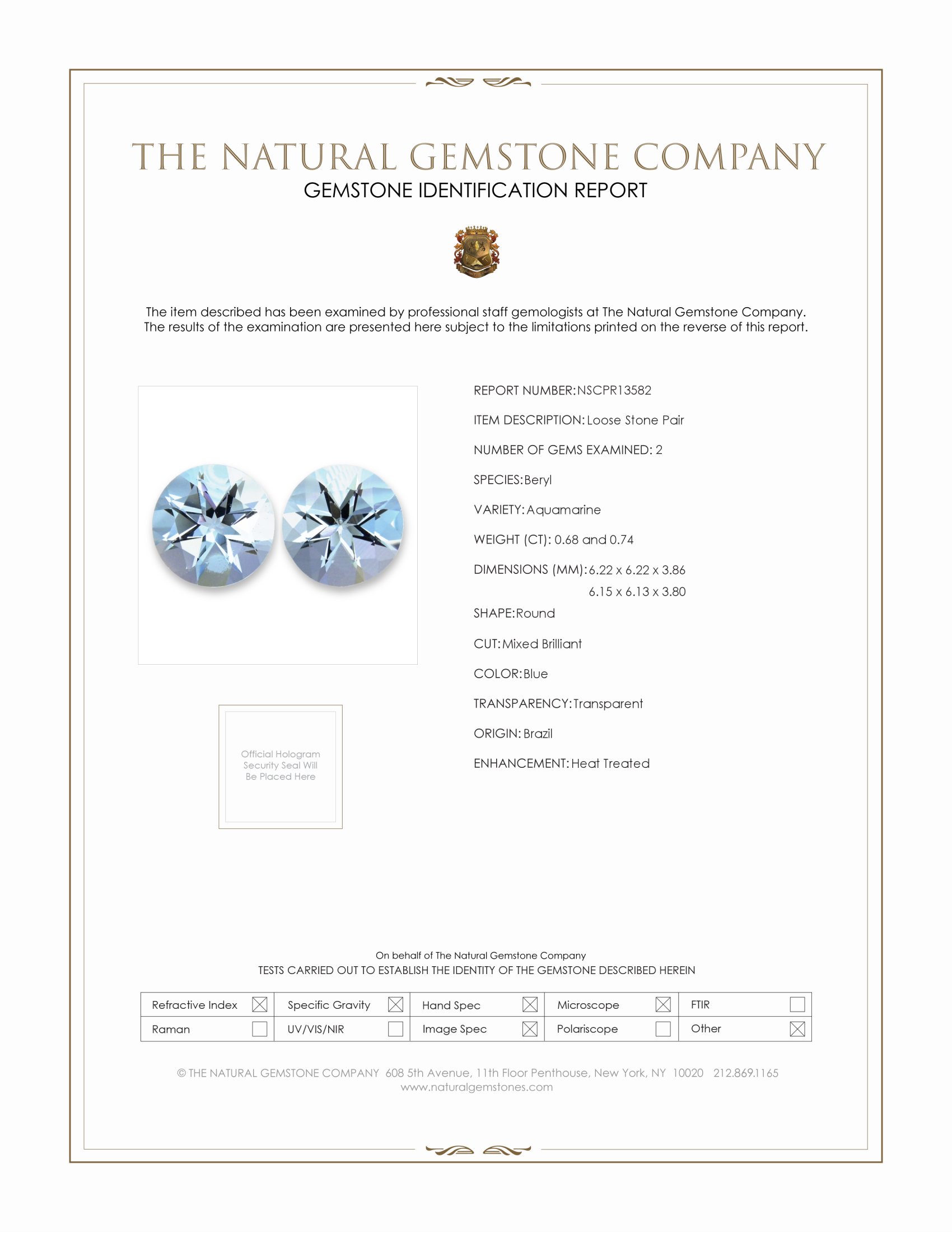 1.42 Ct.Tw. Aquamarine Pair from Brazil