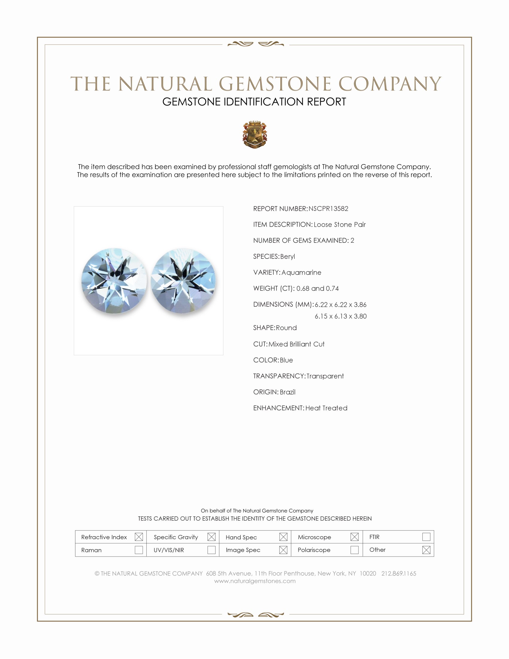 1.42 Ct.Tw. Blue Aquamarine Pair from Brazil