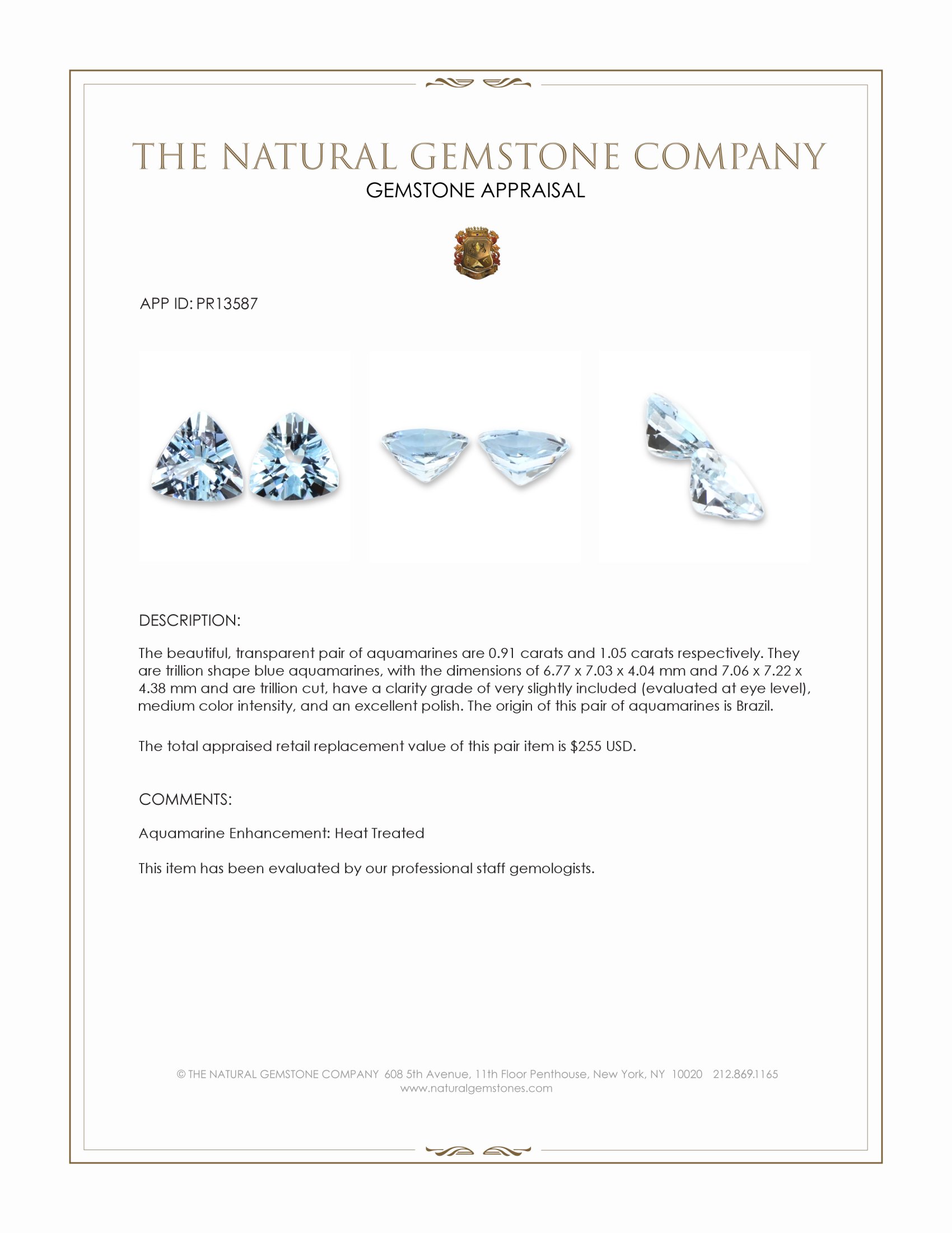 1.96 Ct.Tw. Aquamarine Pair from Brazil