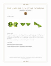 3.95 Ct.Tw.Total Carat Weight Yellowish Green Peridot Pair from Burma (Myanmar) Appraisal