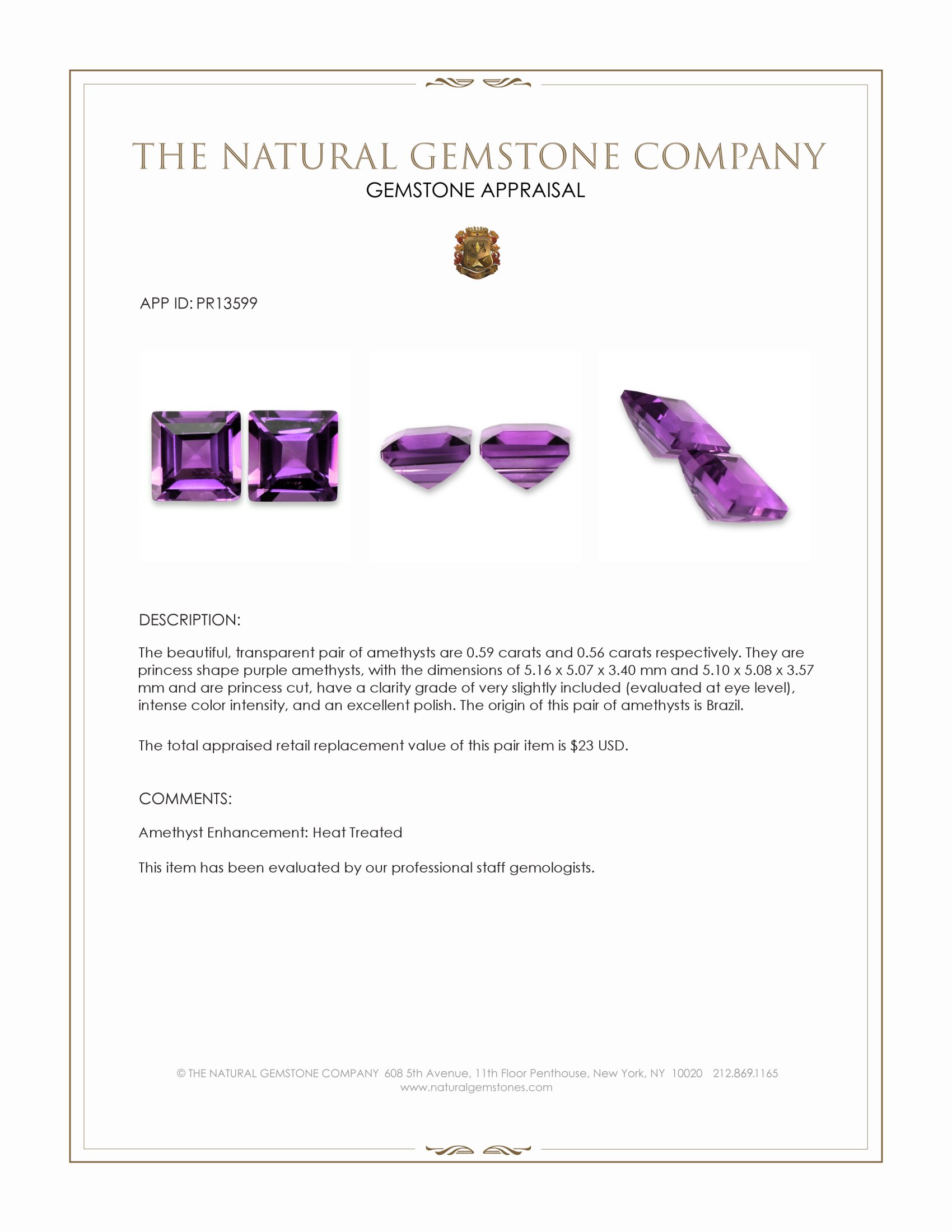 1.15 Ct.Tw. Purple Amethyst Pair from Brazil