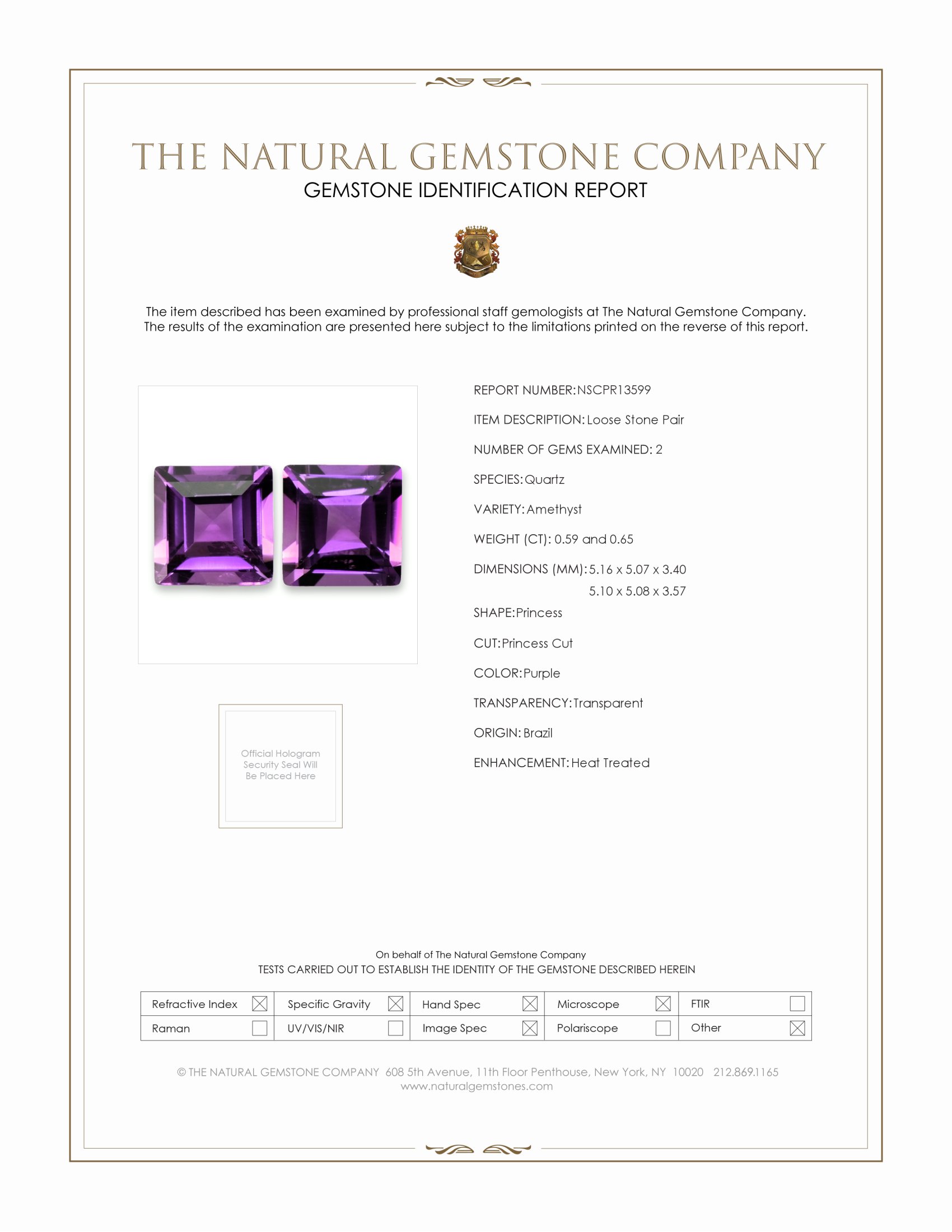 1.24 Ct.Tw. Purple Amethyst Pair from Brazil