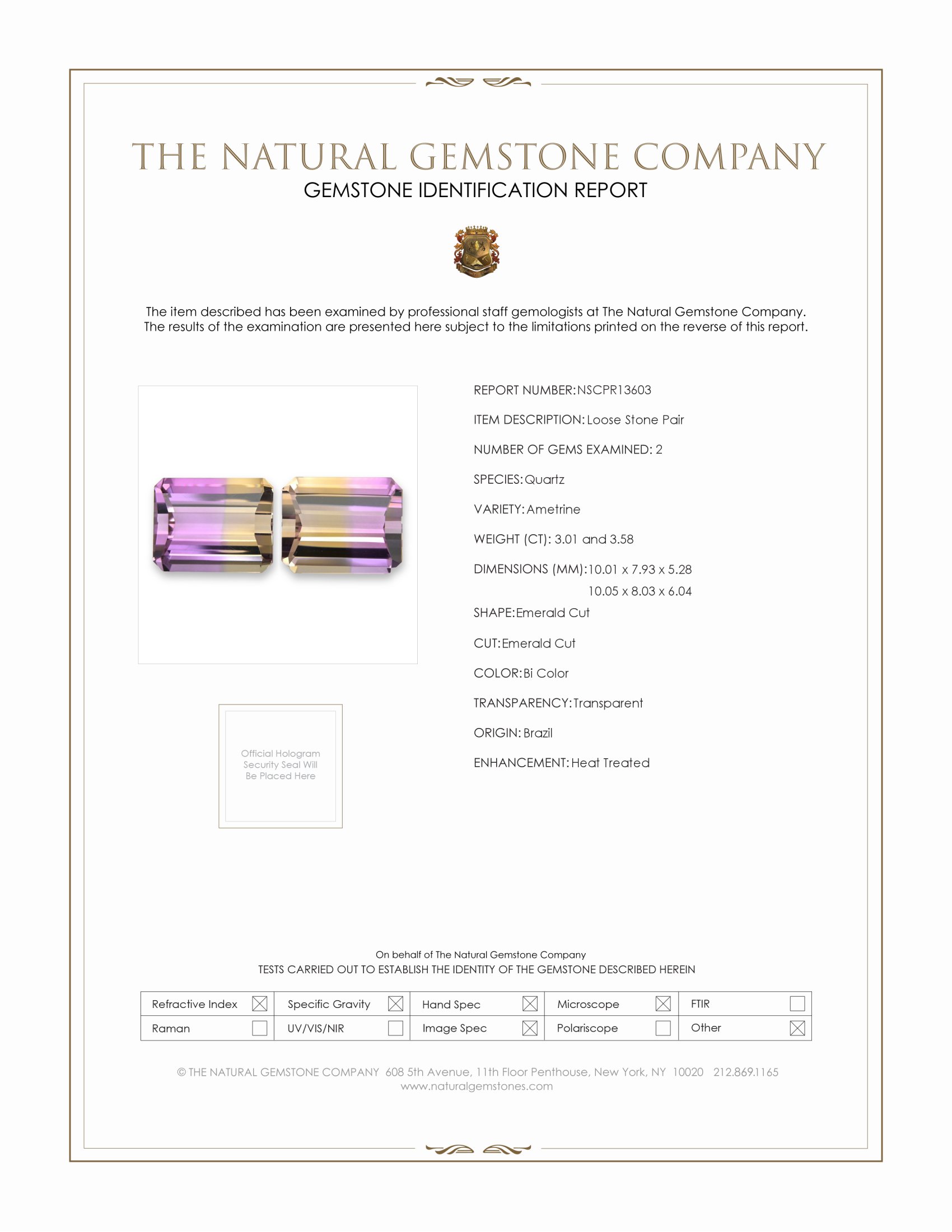 6.59 Ct.Tw. Bi Color Ametrine Pair from Brazil