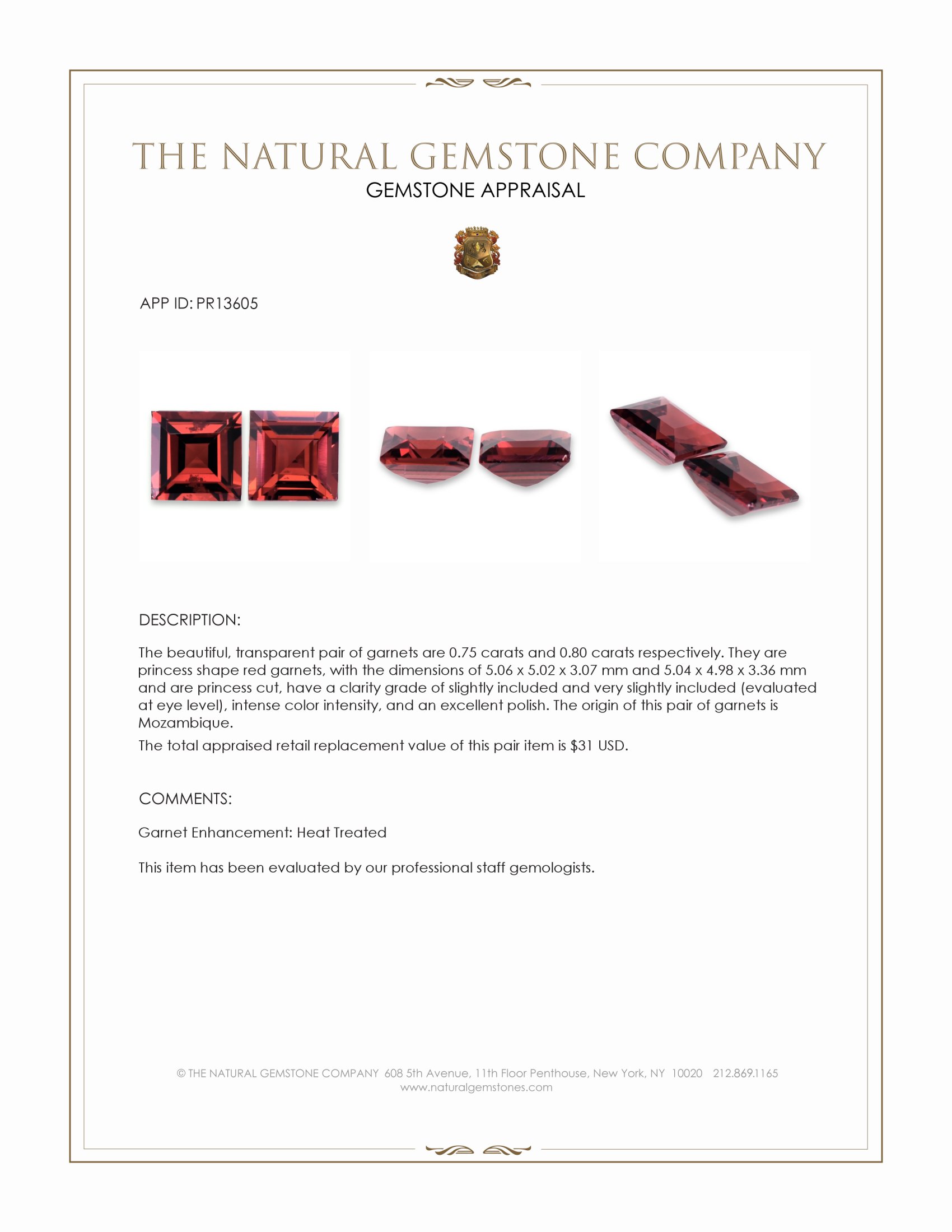 1.55 Ct.Tw. Red Garnet Pair from Mozambique