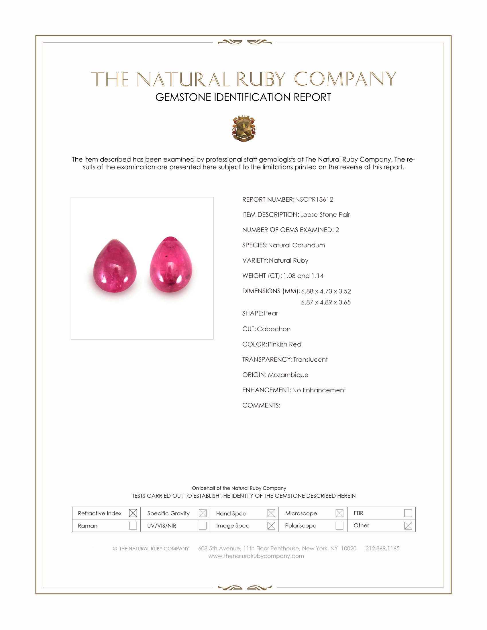 2.22 Ct.Tw. Pinkish Red Cabochon Ruby Pair from Mozambique