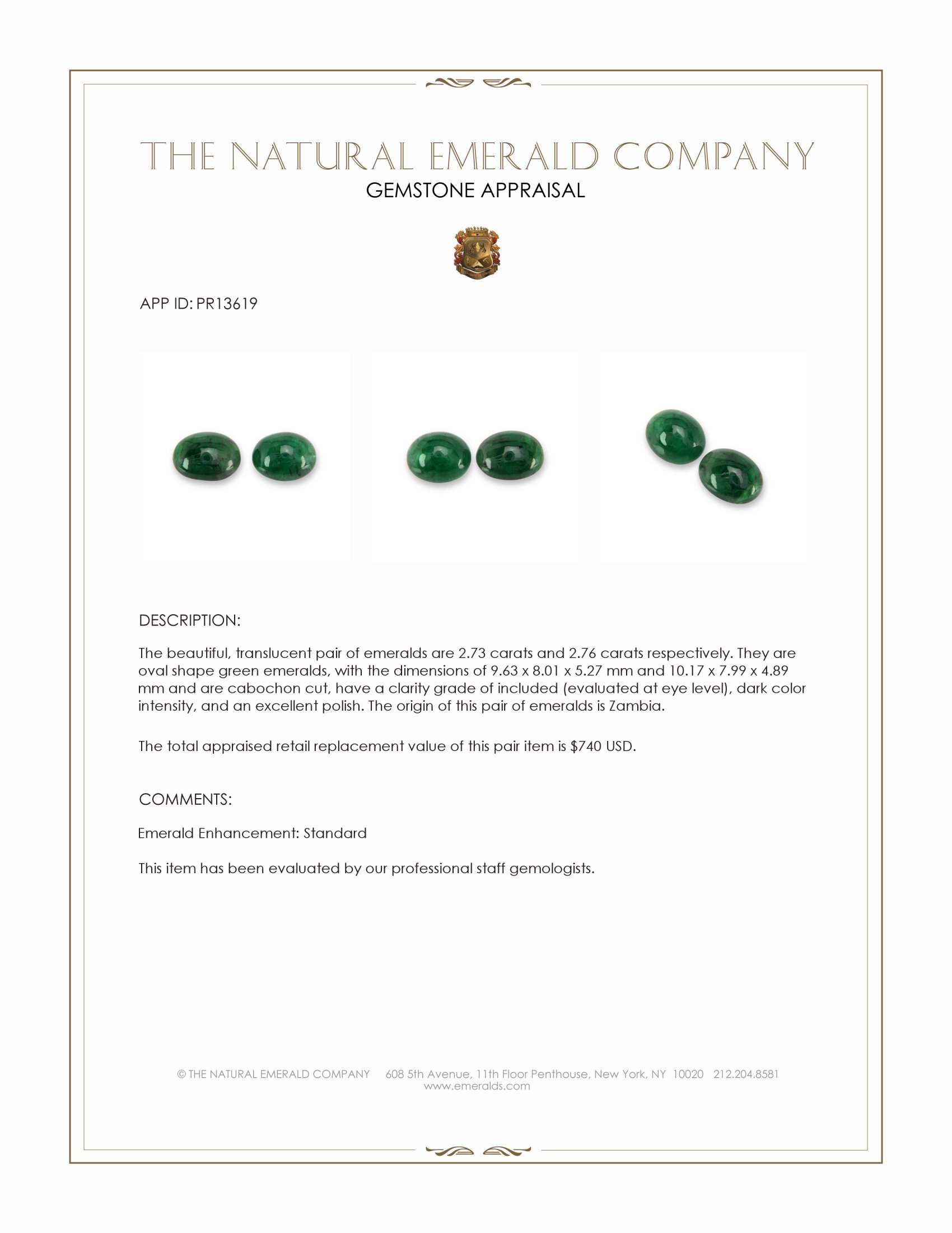 5.49 Ct.Tw. Cabochon Emerald Pair from Zambia