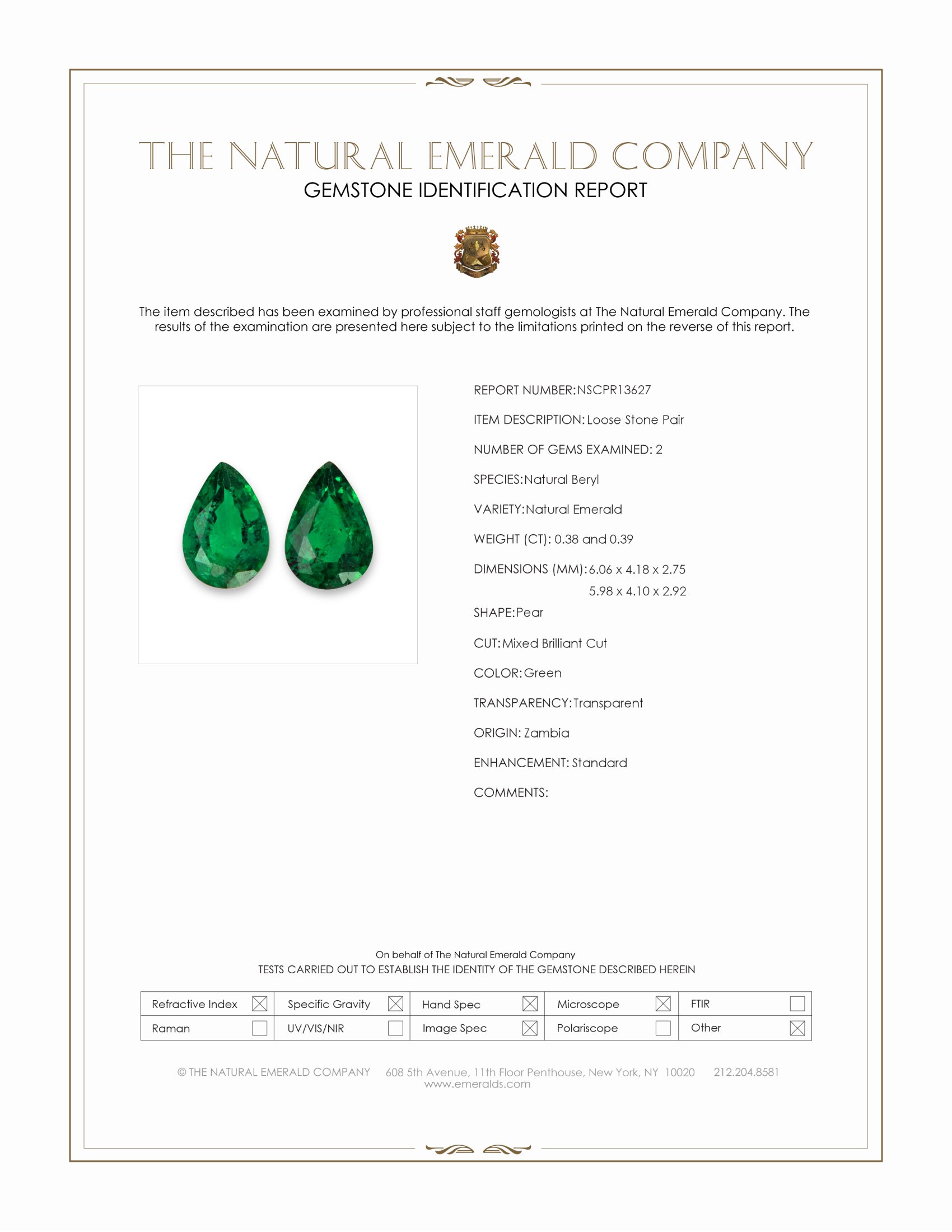 0.77 Ct.Tw. Emerald Pair from Zambia