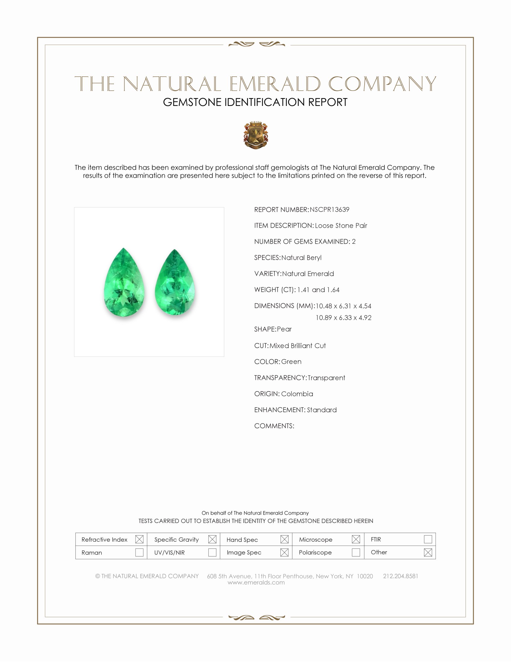 3.05 Ct.Tw. Emerald Pair from Colombia