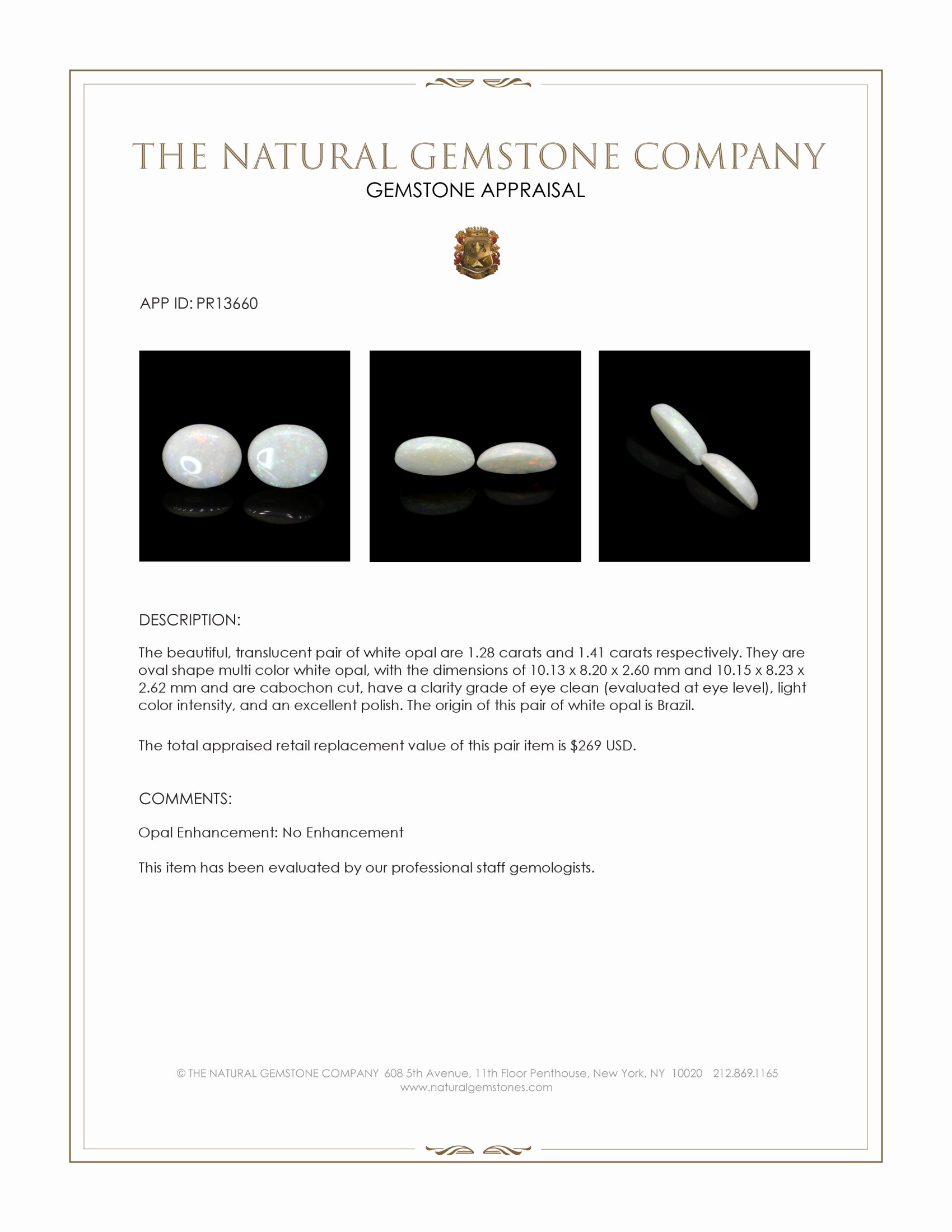 2.69 Ct.Tw. Cabochon Opal Pair from Brazil