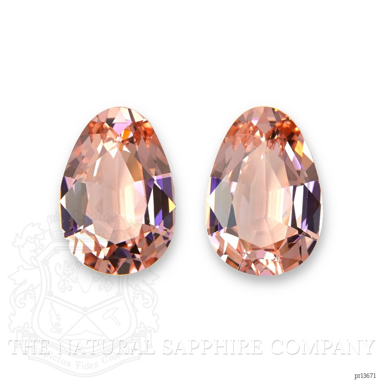 7.60 Ct.Tw. Pinkish Orange Morganite Pair from Brazil