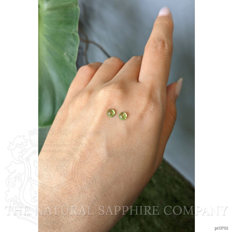 0.98 Ct.Tw. Green Cabochon Demantoid Garnet Pair from Russia