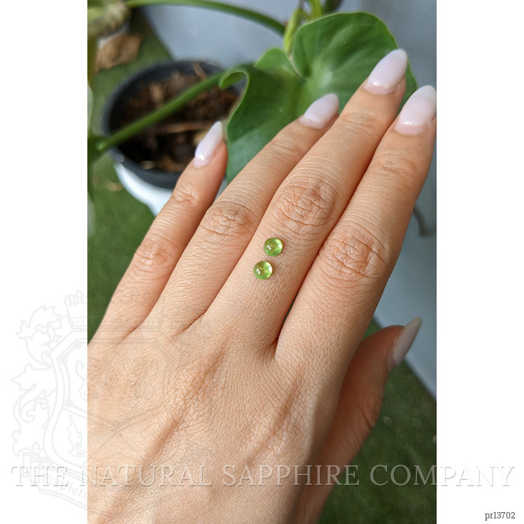 0.98 Ct.Tw. Green Cabochon Demantoid Garnet Pair from Russia