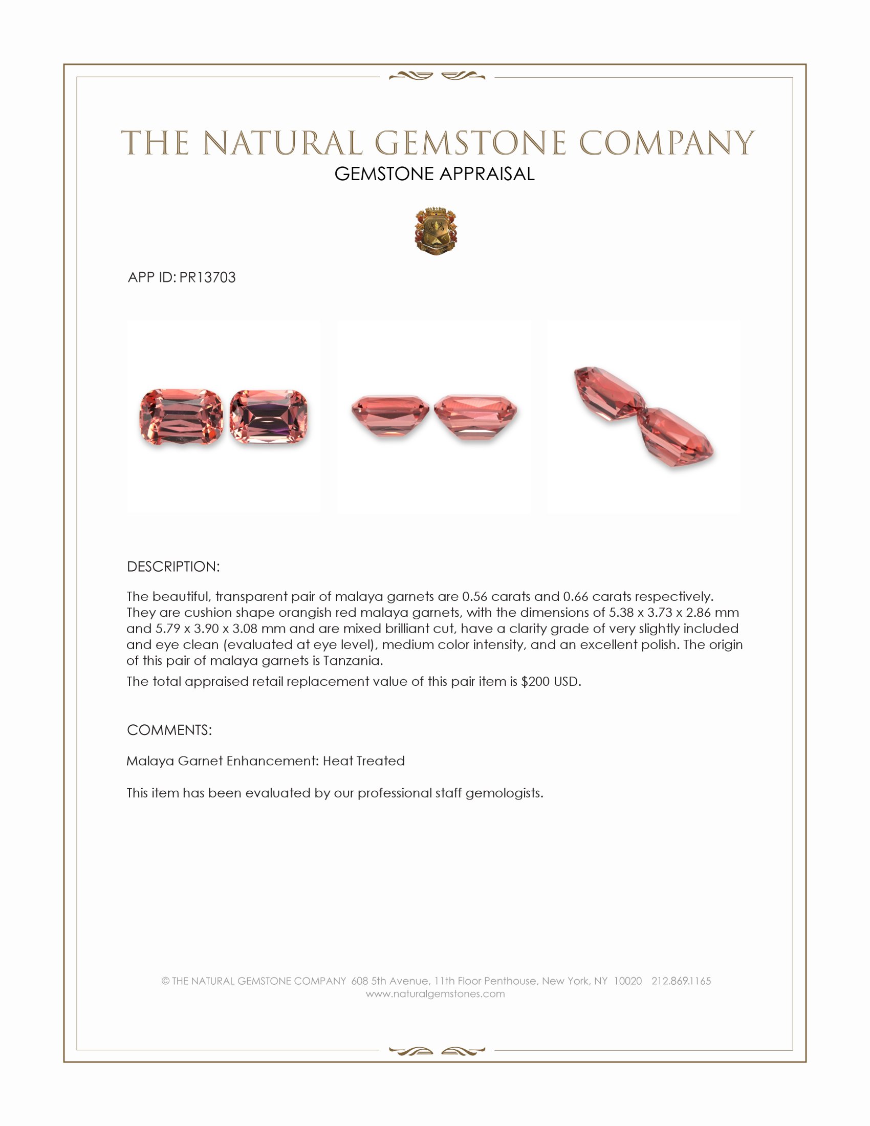 1.22 Ct.Tw. Malaya Garnet Pair from Tanzania