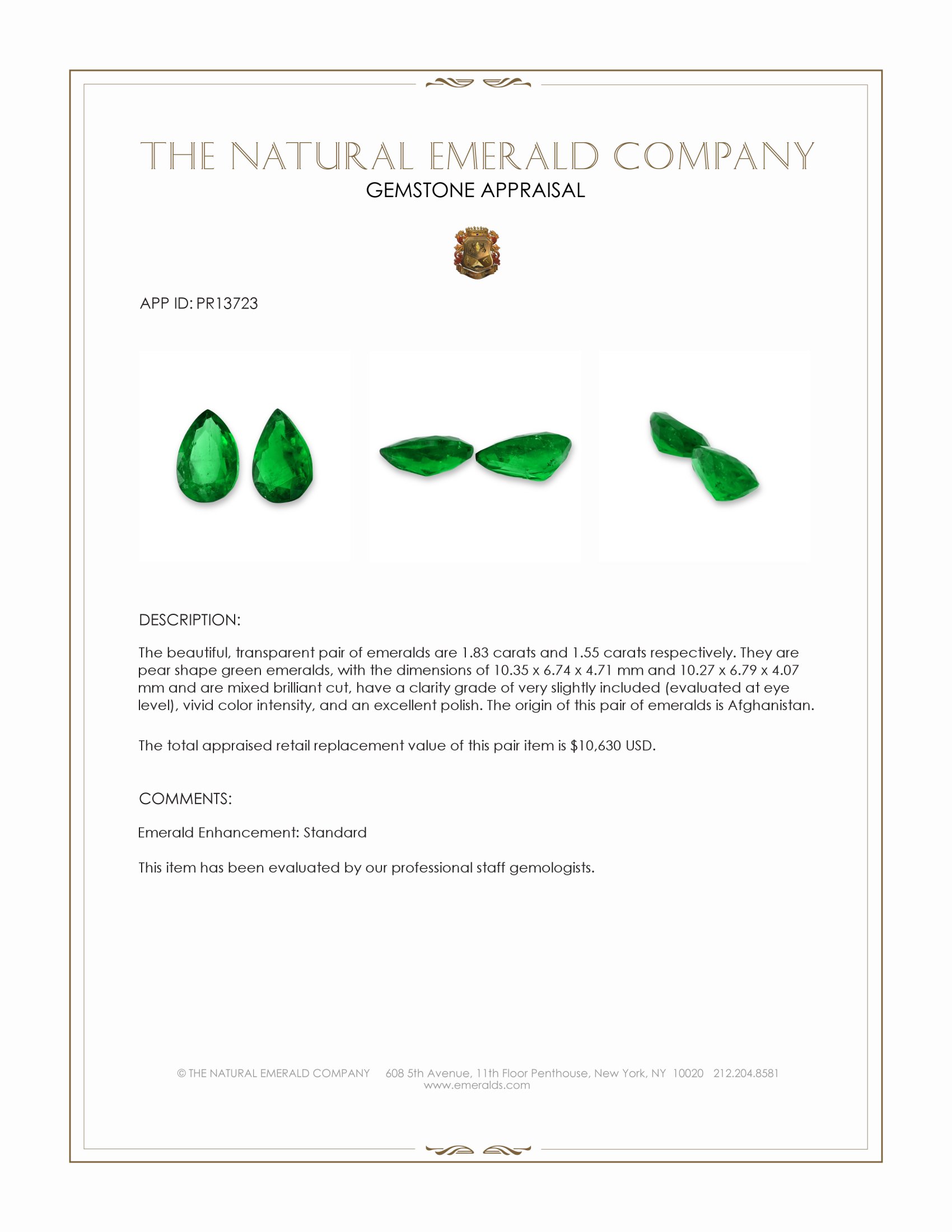 3.38 Ct.Tw. Emerald Pair from Afghanistan