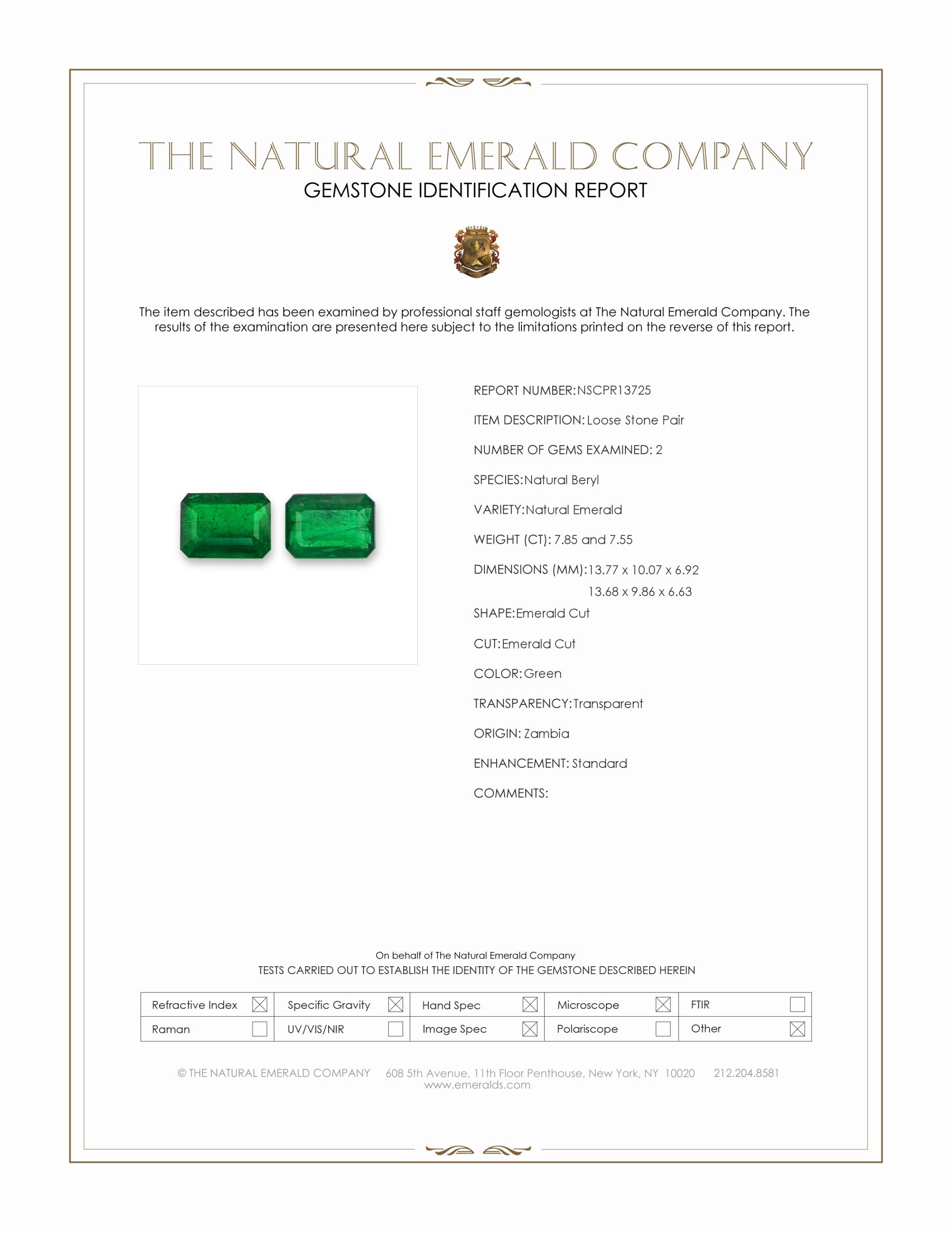 15.40 Ct.Tw. Emerald Pair from Zambia