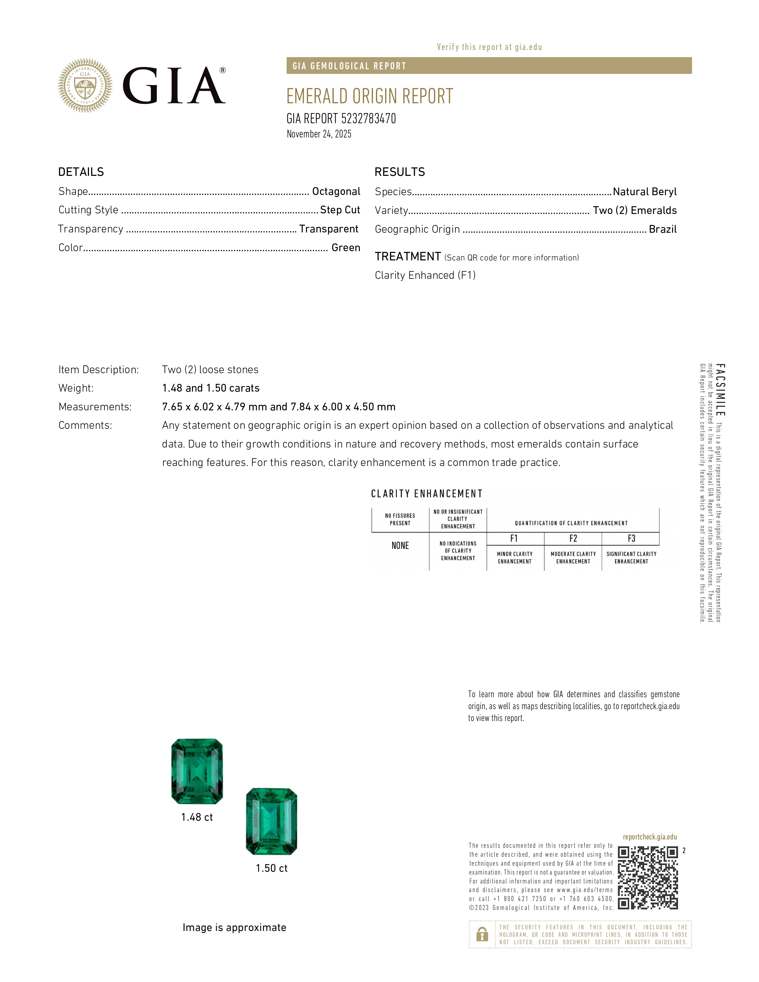 2.98 Ct.Tw. Emerald Pair from Brazil