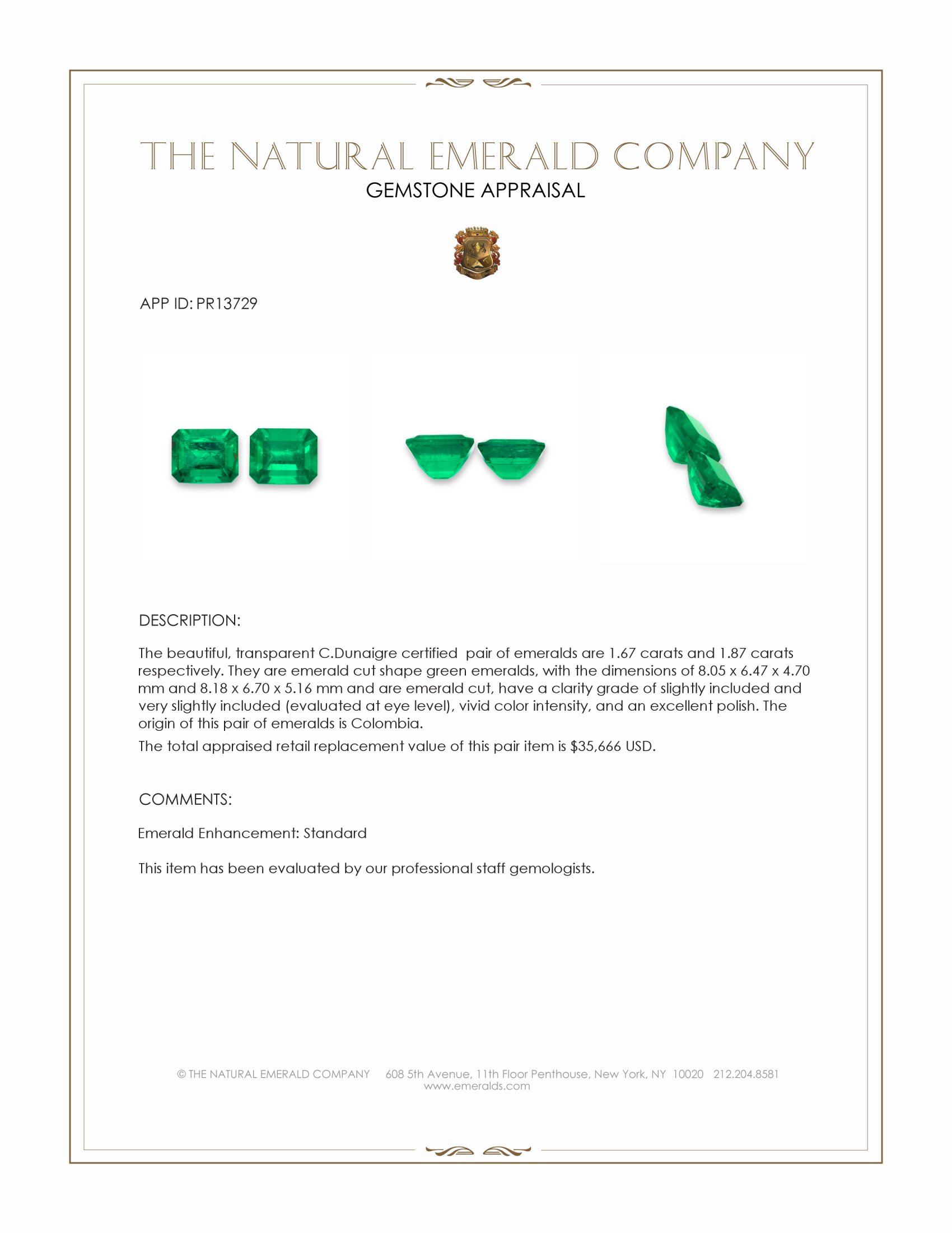 3.54 Ct.Tw. Emerald Pair from Colombia