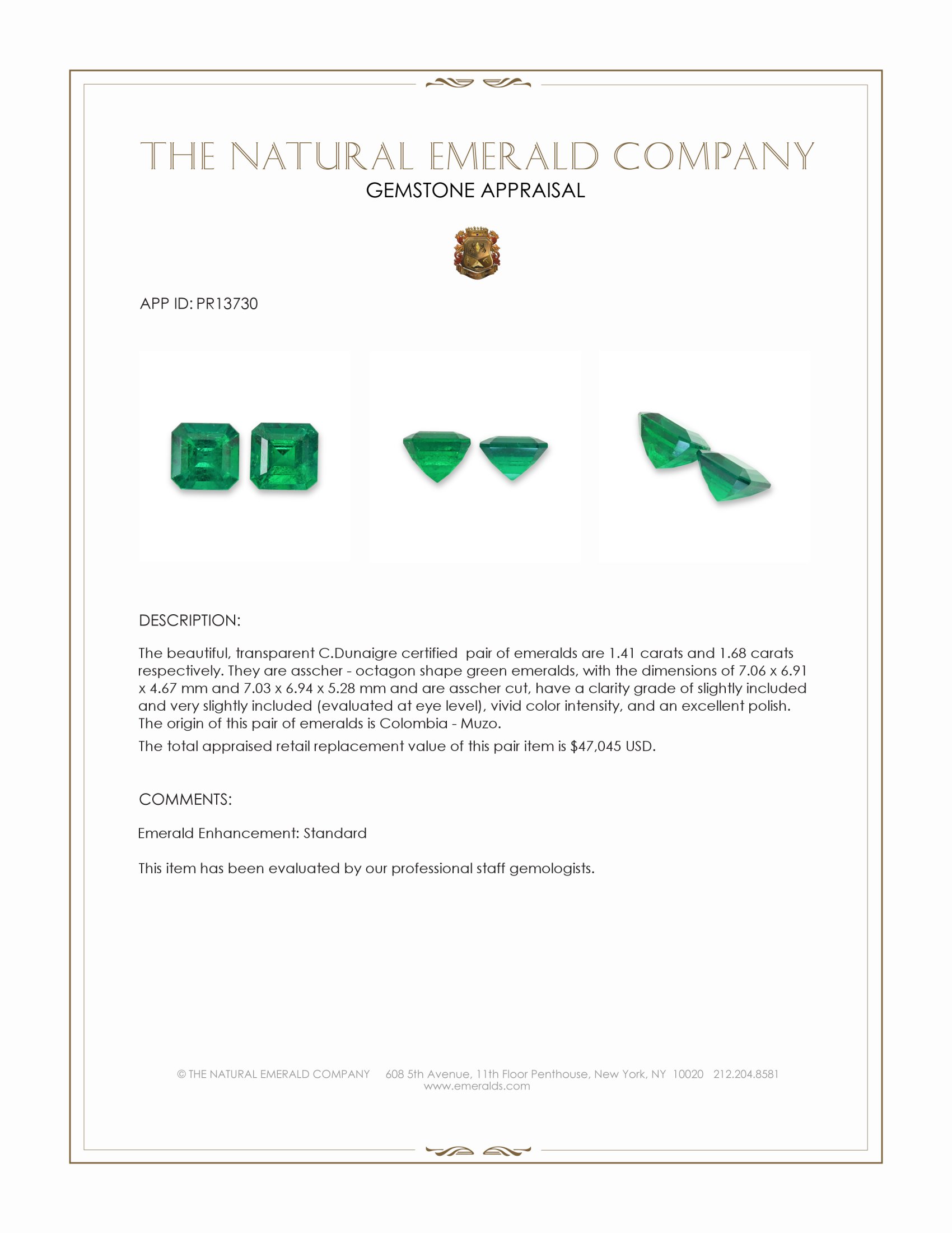 3.09 Ct.Tw. Emerald Pair from Colombia - Muzo