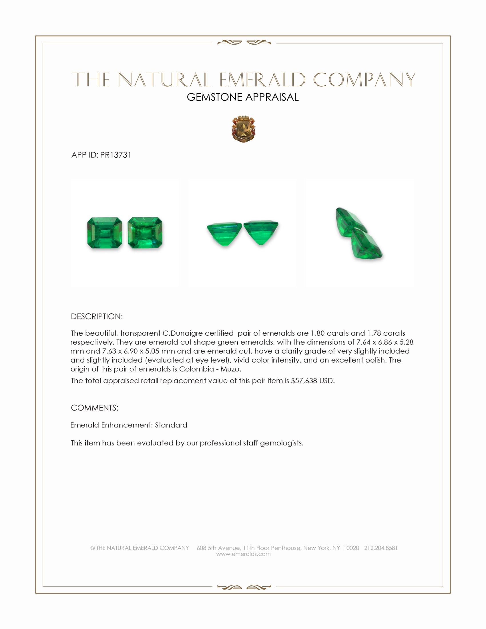 3.58 Ct.Tw. Emerald Pair from Colombia - Muzo