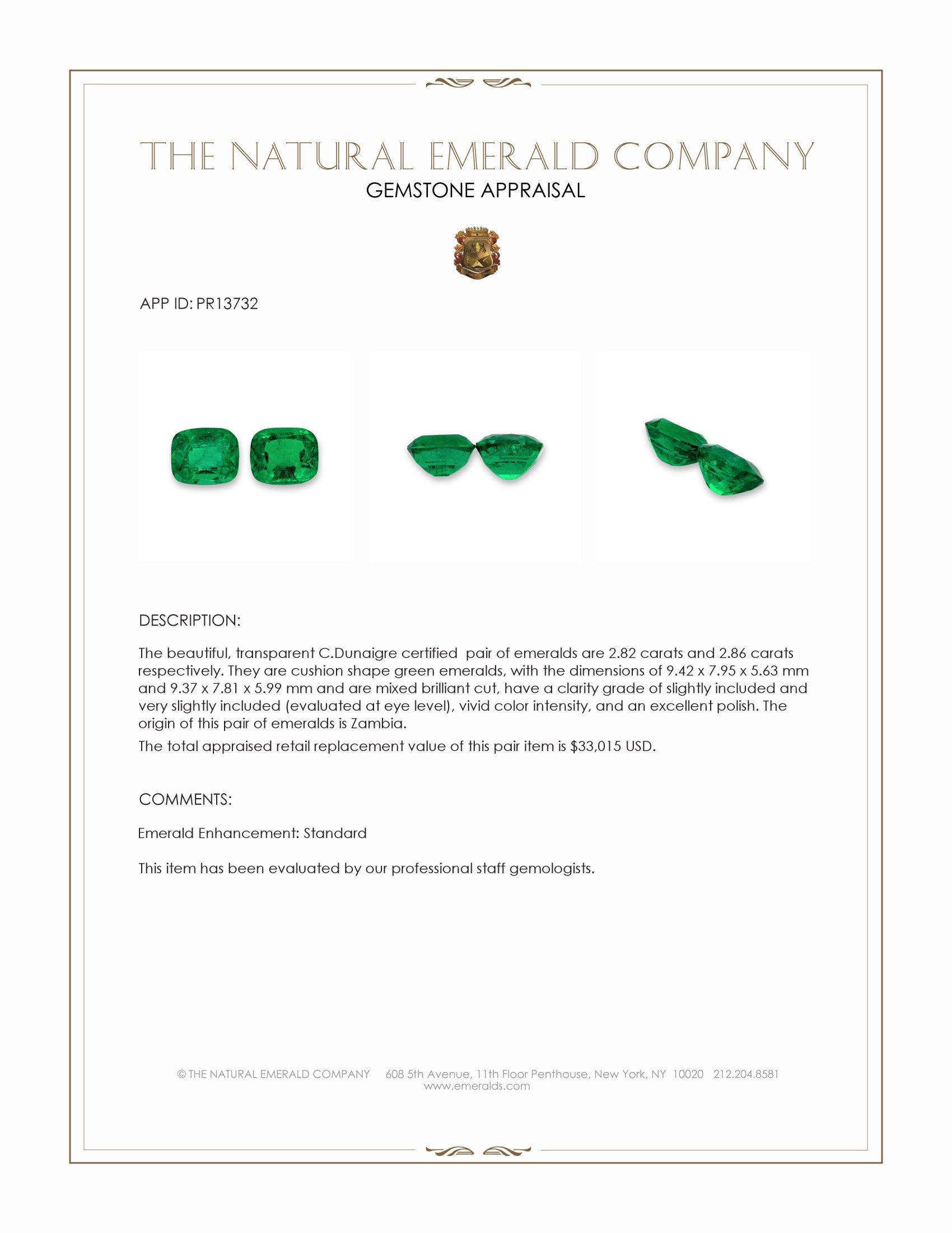 5.68 Ct.Tw. Emerald Pair from Zambia