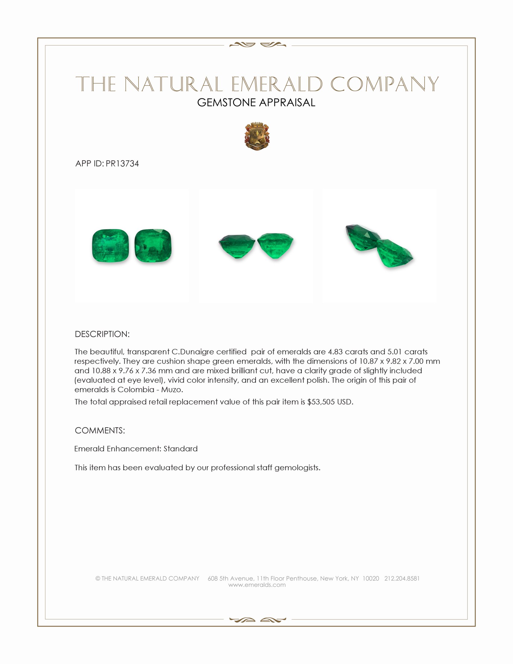 9.84 Ct.Tw. Emerald Pair from Colombia - Muzo