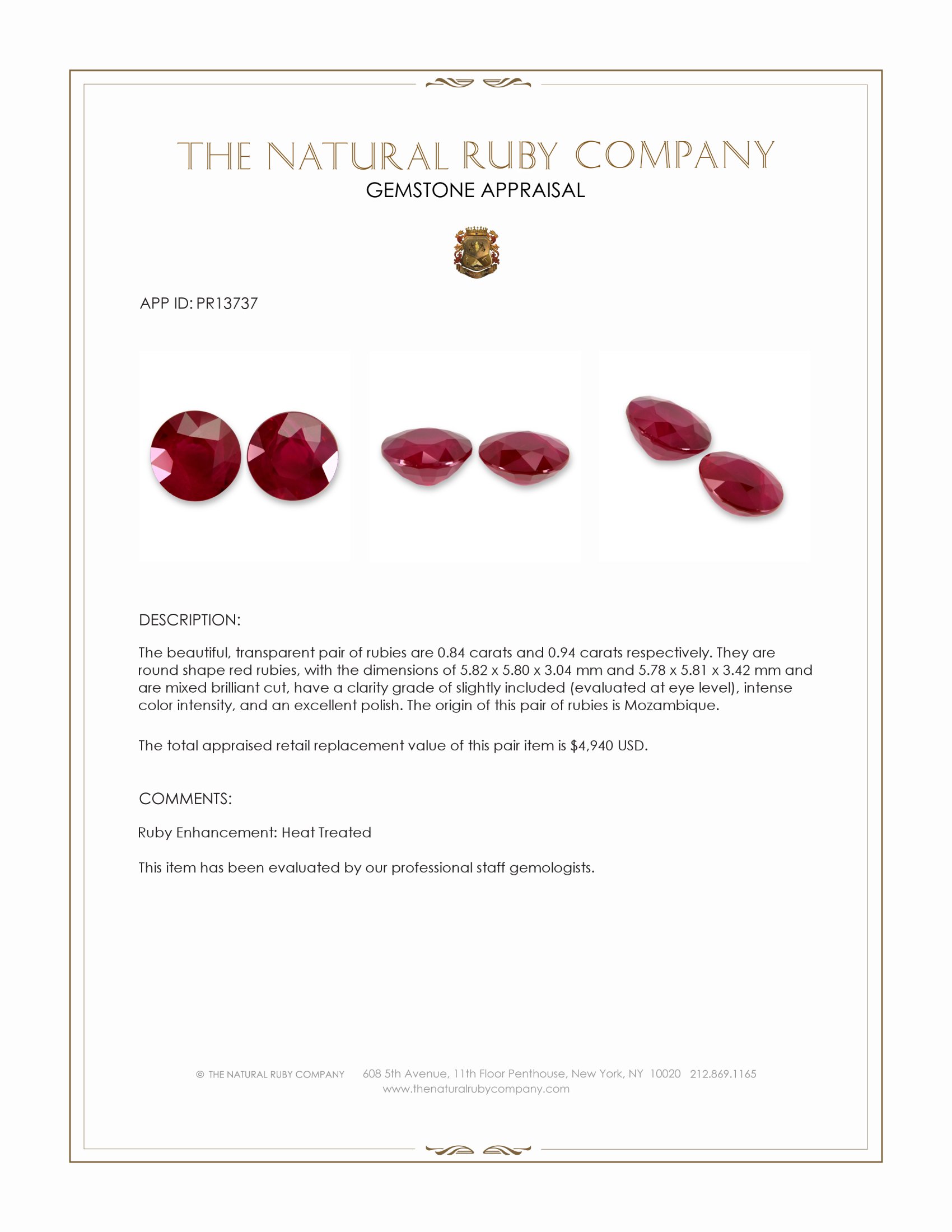 1.78 Ct.Tw. Ruby Pair from Mozambique