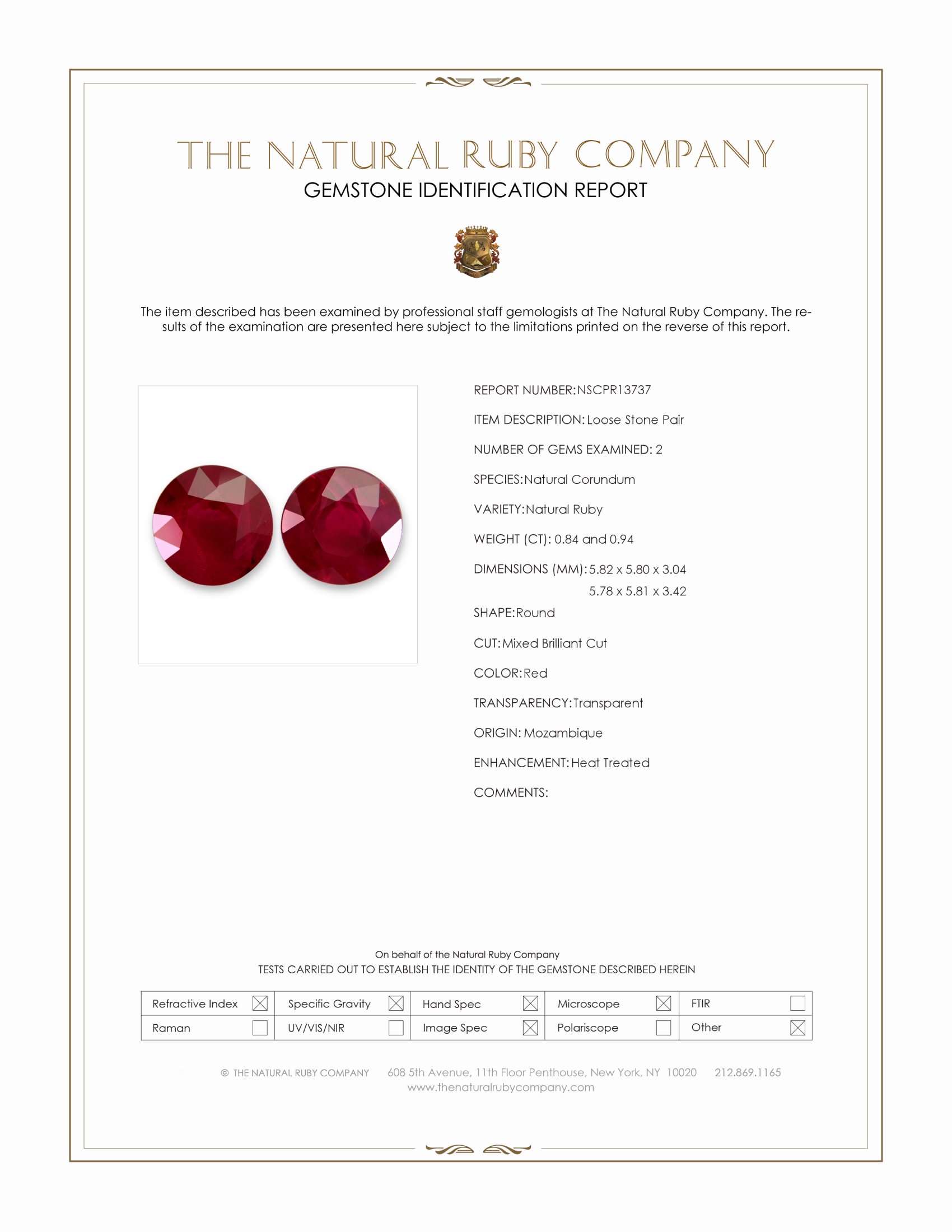 1.78 Ct.Tw. Ruby Pair from Mozambique