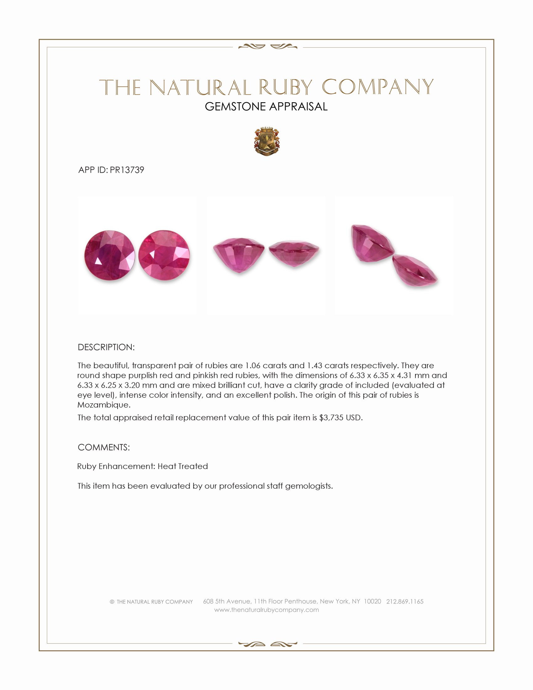 2.49 Ct.Tw. Purplish Red Ruby Pair from Mozambique