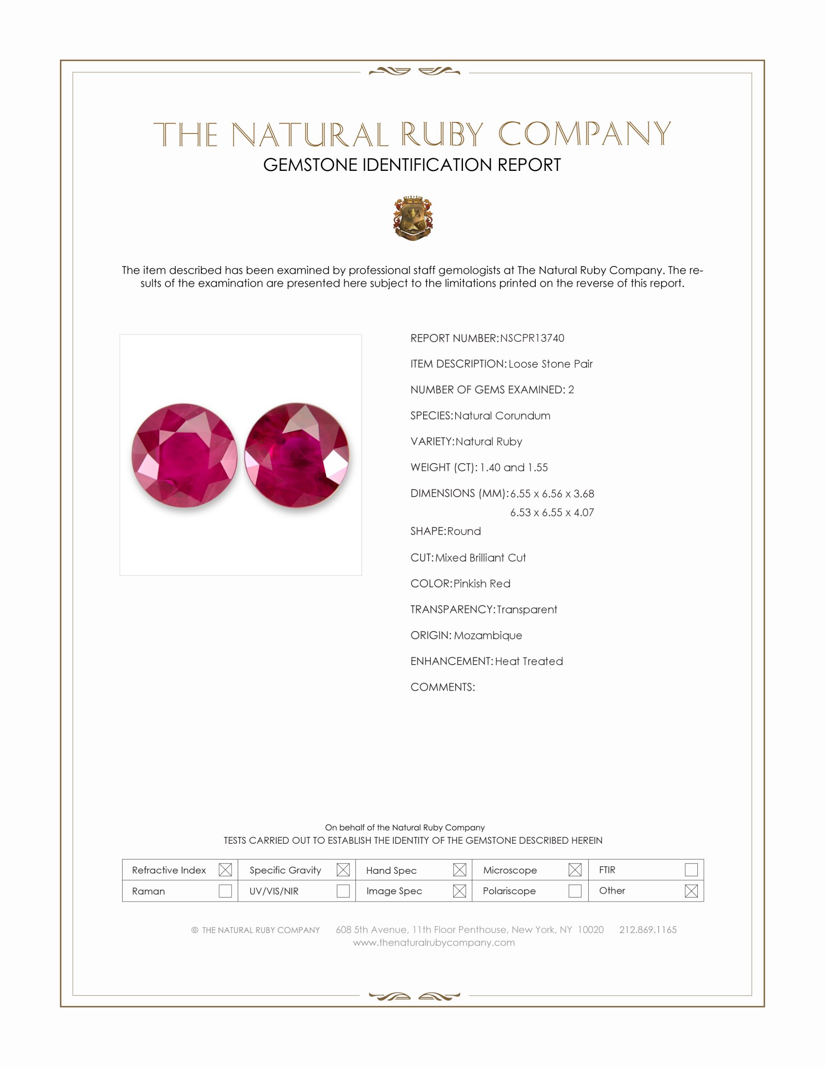 2.95 Ct.Tw. Pinkish Red Ruby Pair from Mozambique