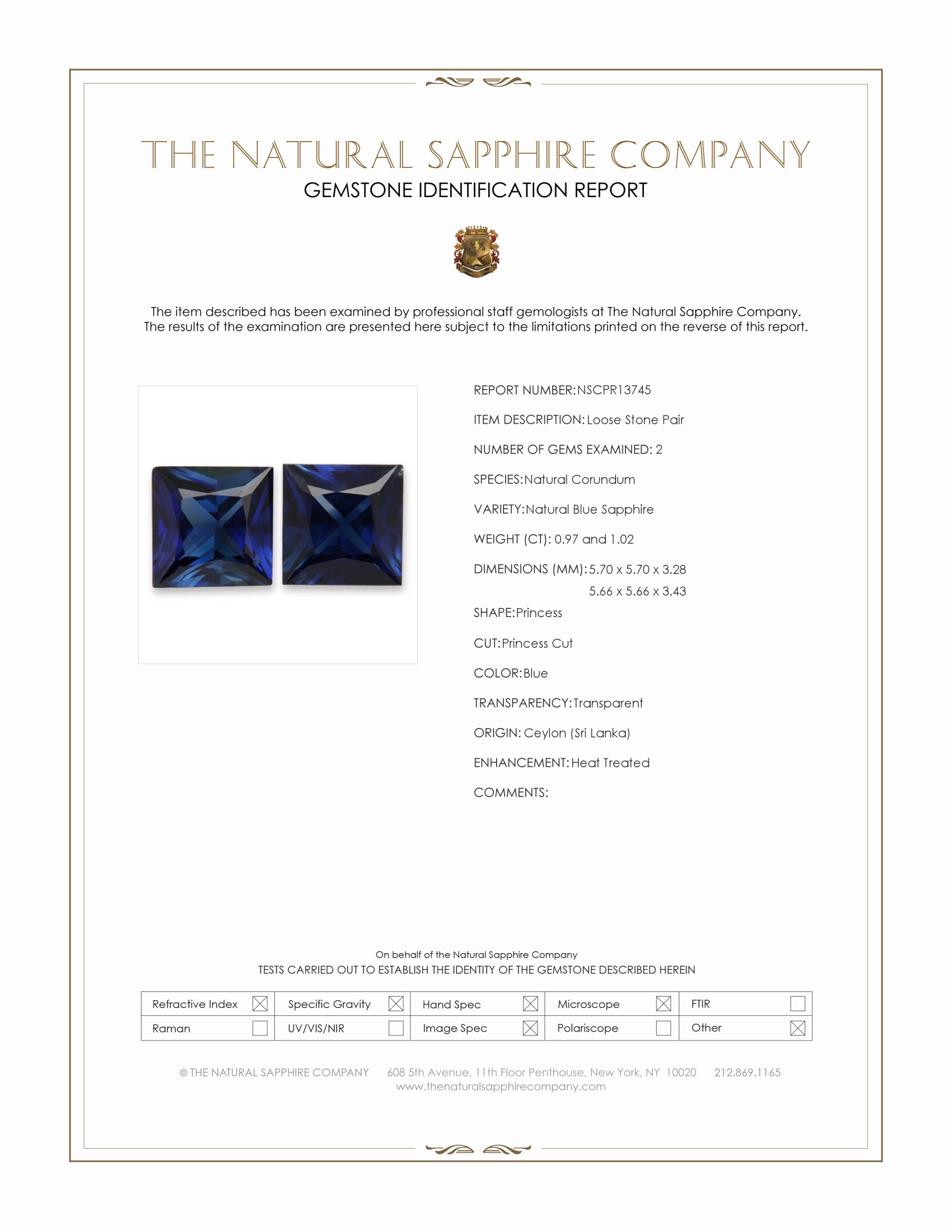 1.99 Ct.Tw. Blue Sapphire Pair from Ceylon (Sri Lanka)