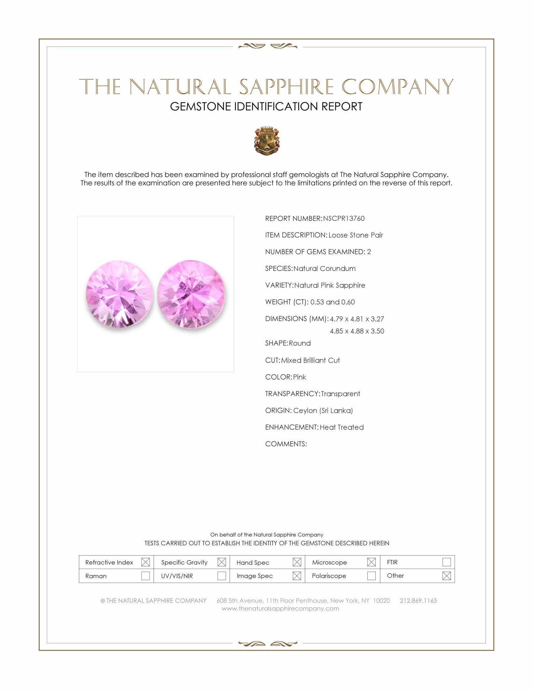 1.13 Ct.Tw. Pink Sapphire Pair from Ceylon (Sri Lanka)