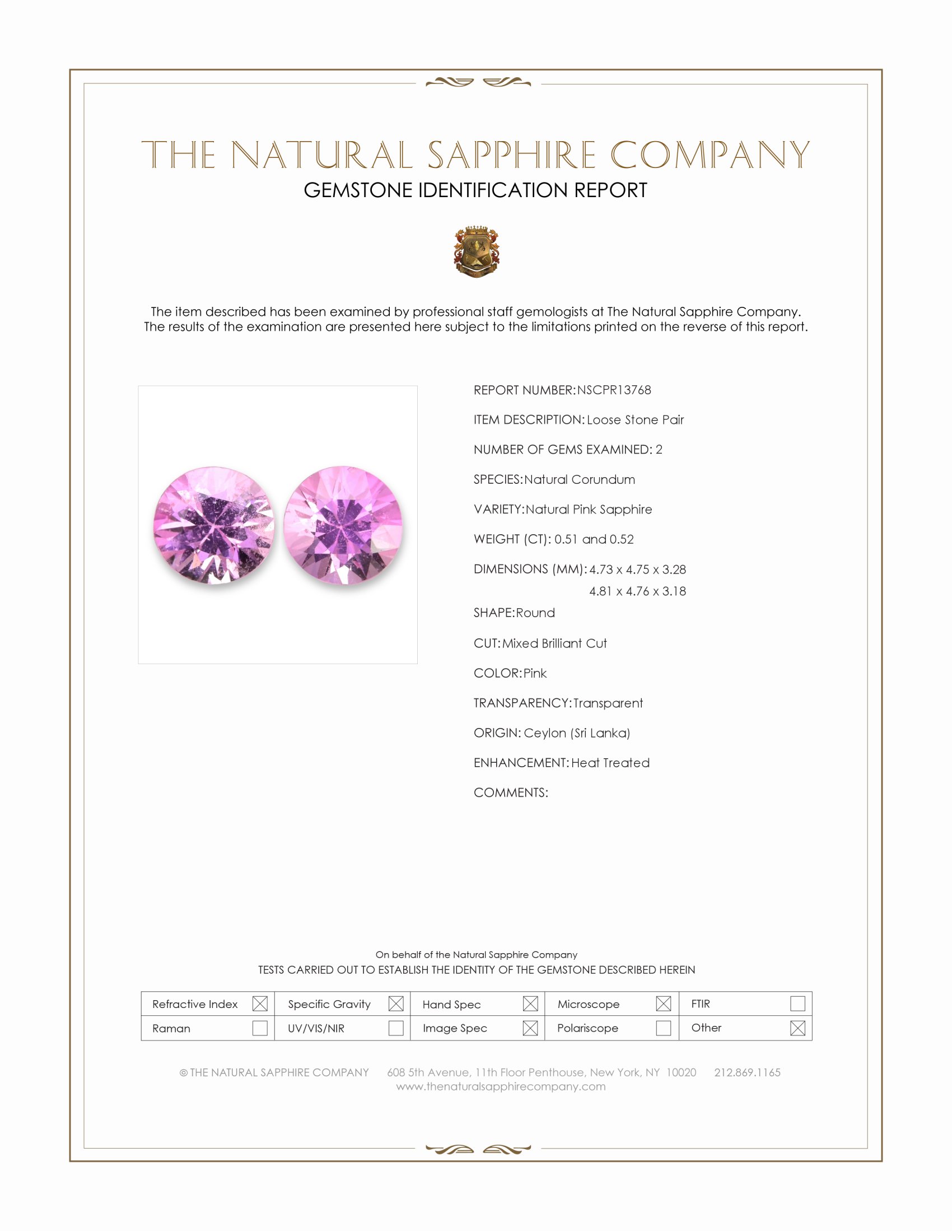 1.03 Ct.Tw. Pink Sapphire Pair from Ceylon (Sri Lanka)