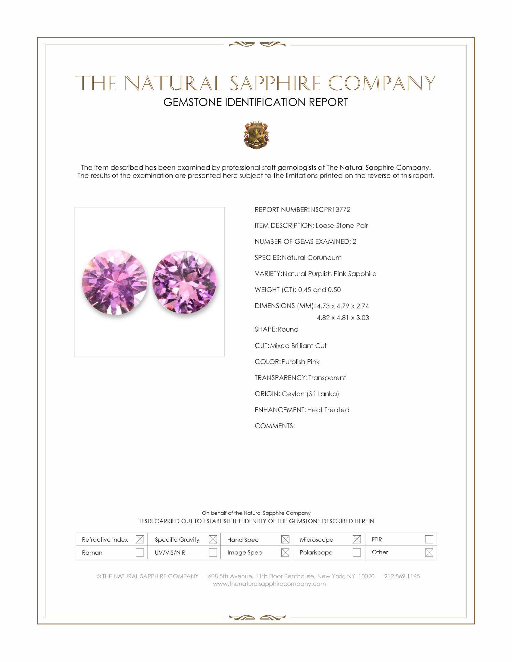 0.95 Ct.Tw. Purplish Pink Sapphire Pair from Ceylon (Sri Lanka)
