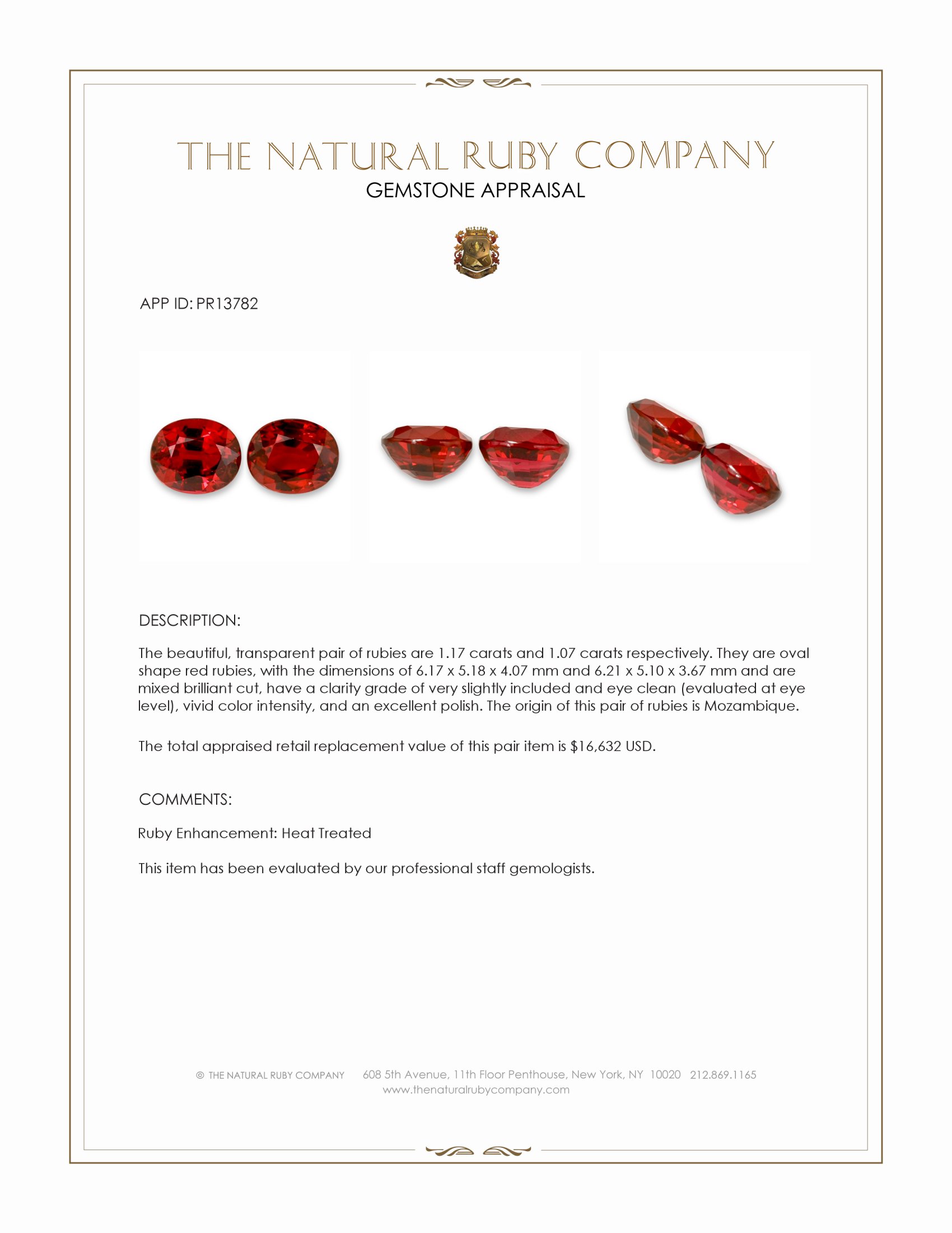 2.24 Ct.Tw. Ruby Pair from Mozambique