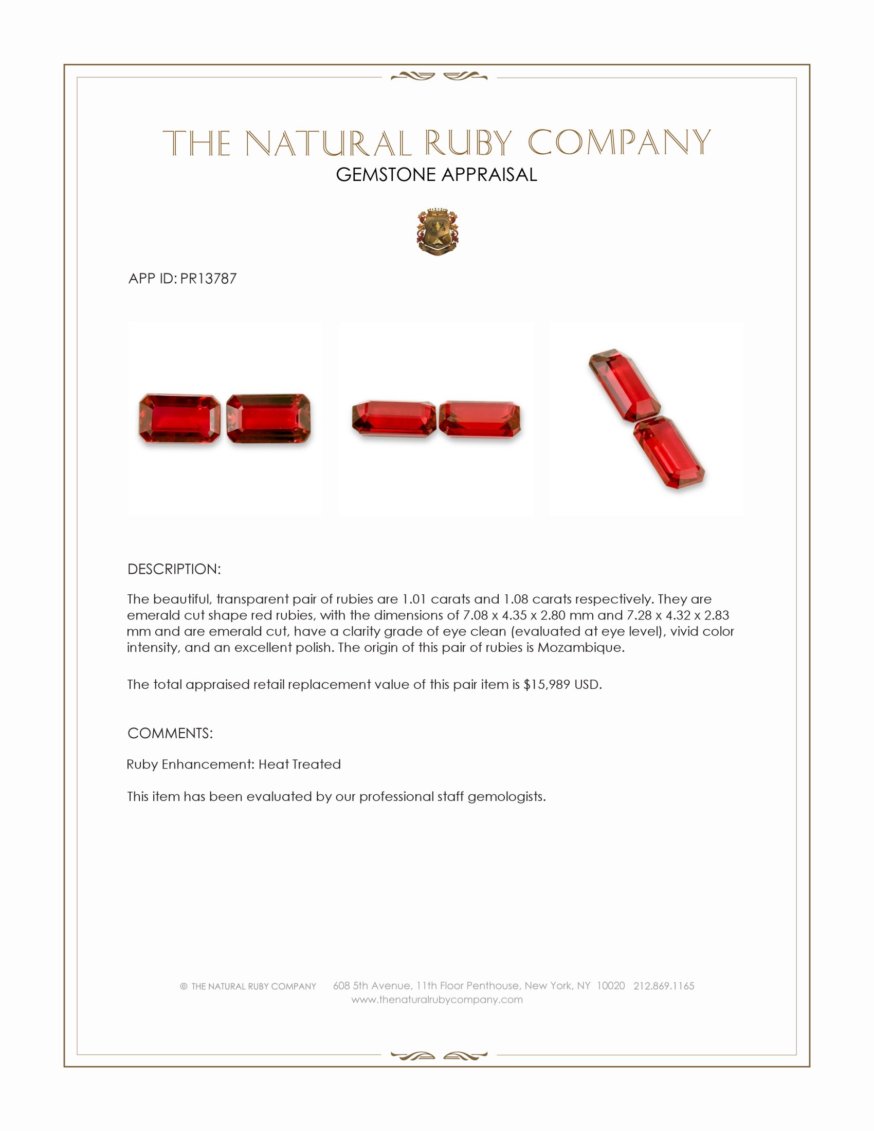 2.09 Ct.Tw. Ruby Pair from Mozambique