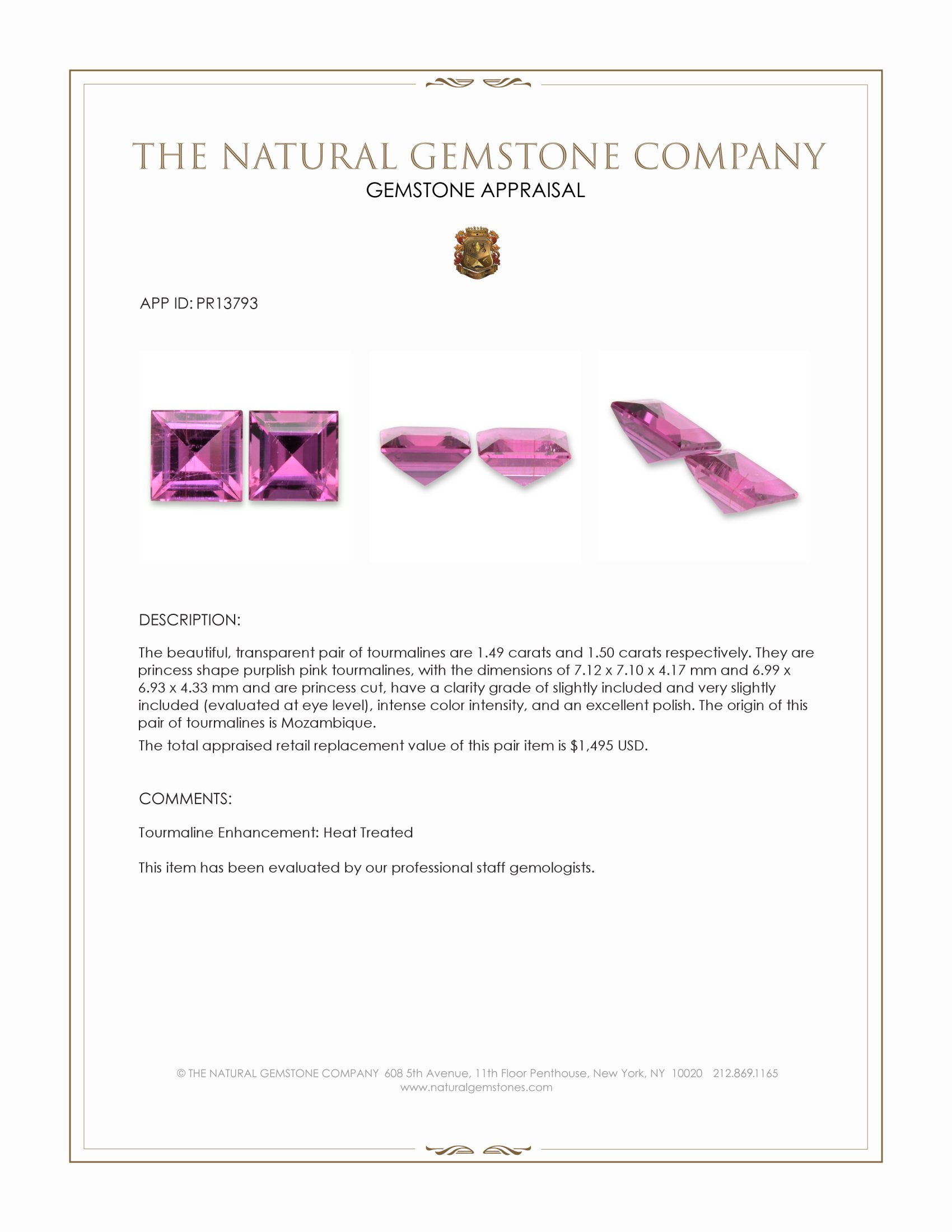 2.99 Ct.Tw. Purplish Pink Tourmaline Pair from Mozambique