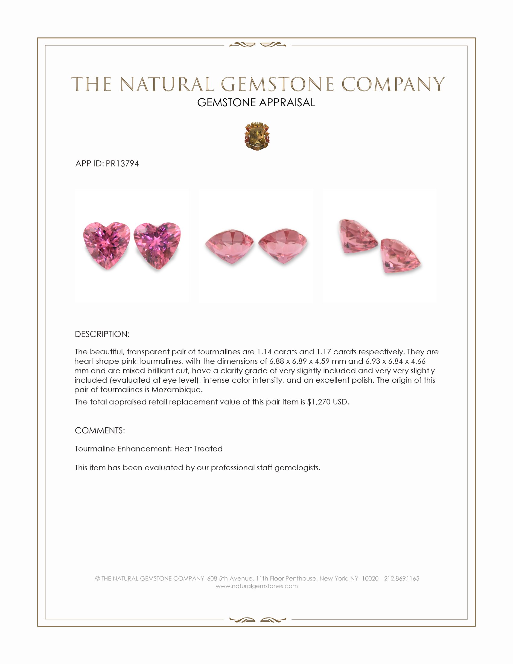2.31 Ct.Tw. Pink Tourmaline Pair from Mozambique