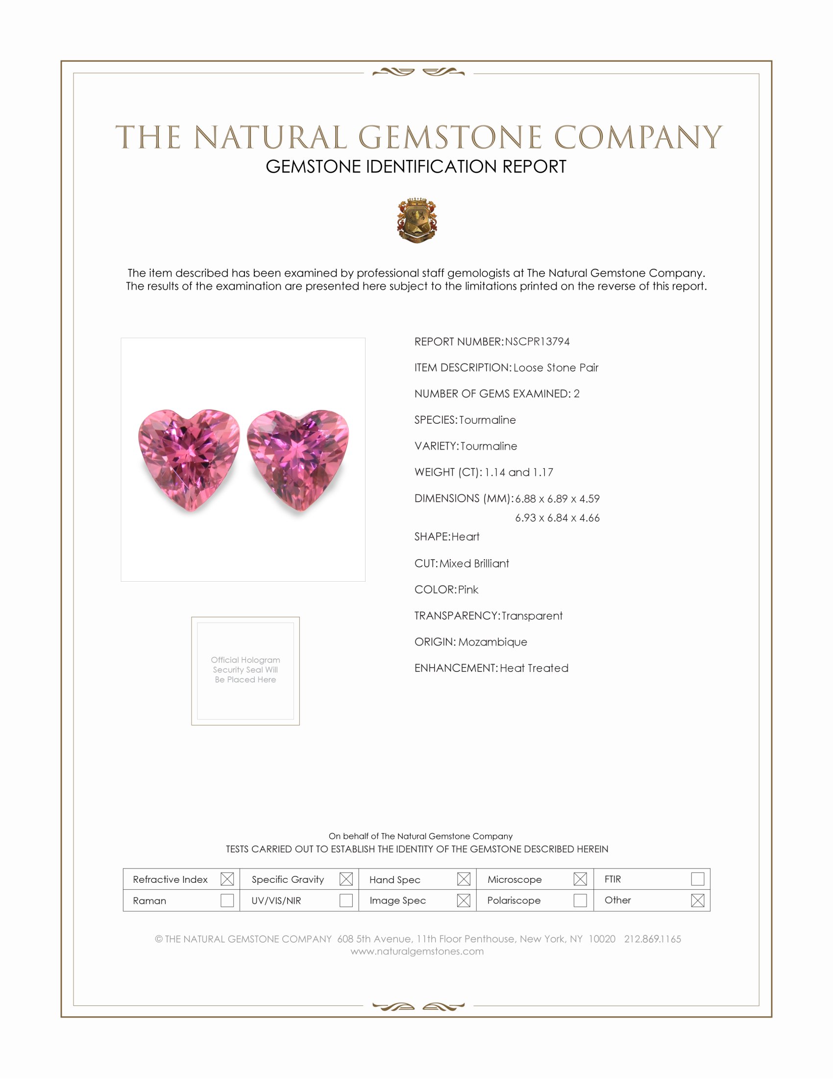 2.31 Ct.Tw. Pink Tourmaline Pair from Mozambique
