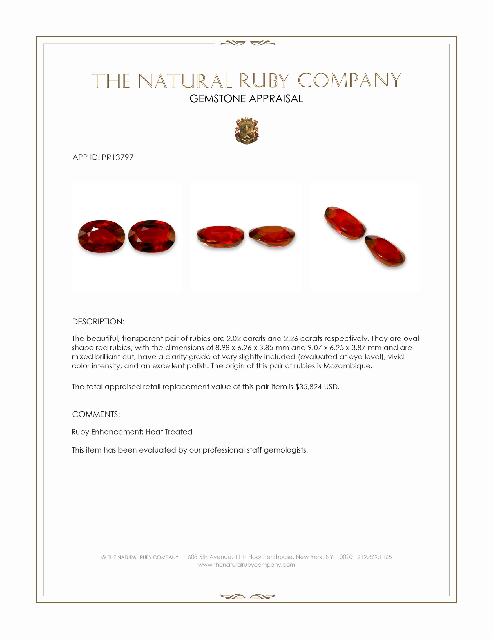 4.28 Ct.Tw. Ruby Pair from Mozambique